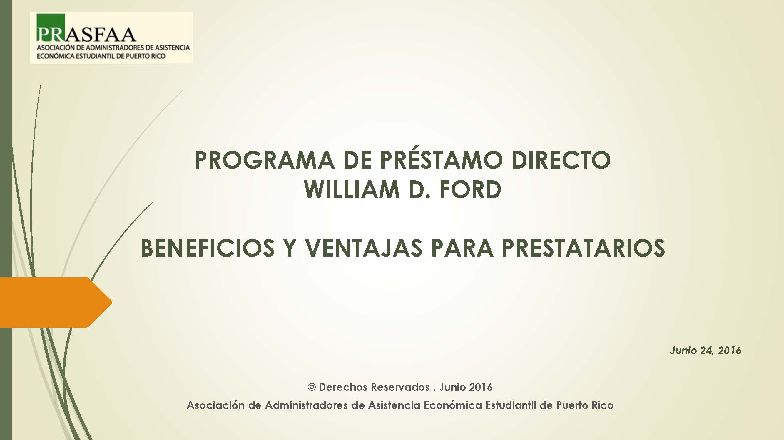 Programa de Préstamo Directo William D. Ford Beneficios y Ventajas para Prestatarios